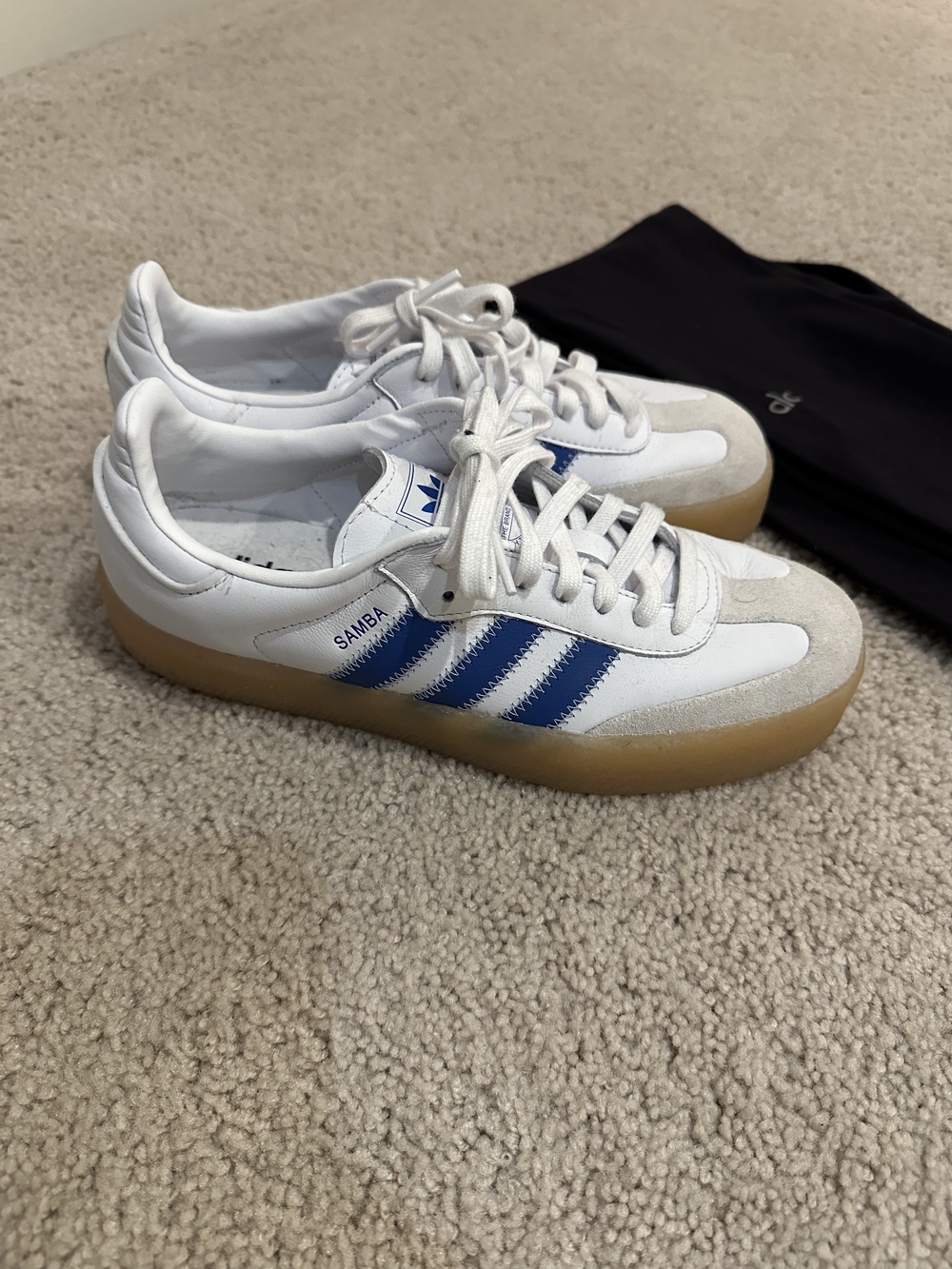 Adidas Sambae White & Blue Gum Sole Sneakers - Picture 3 of 8
